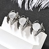 Natural Quartz Crystal Wings Adjustable Rings RJEW-K241-04AS-07-2