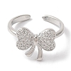 Bowknot Brass Micro Pave Clear Cubic Zirconia Open Cuff Rings for Women RJEW-C098-03P-2