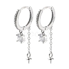 Rhodium Plated 925 Sterling Silver with Cubic Zirconia Hoop Earring Findings EJEW-B038-14P-1