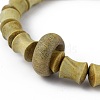 Green Sandalwood Column Beaded Stretch Bracelet for Women BJEW-H566-11D-3
