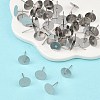 Tarnish Resistant 316 Surgical Stainless Steel Flat Round Blank Peg Stud Earring Settings X-STAS-R073-06A-4