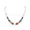 Natural & Synthetic Mixed Gemstone Graduated Beaded Necklace for Women NJEW-JN04187-4