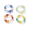 Glass Braided Bead Finger Ring RJEW-JR00569-1