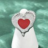 Heart 304 Stainless Steel Enamel Finger Rings for Women RJEW-G355-09P-02-3