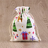 Christmas Theme Linenette Drawstring Bags CON-PW0001-077A-1