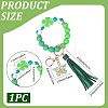 1Pc Butterfly with Clover Silicone & Imitation Leather Tassel Keychains HJEW-BM0001-89-2
