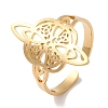 304 Stainless Steel Witch Knot Open Cuff Rings for Women X-AJEW-U005-01G-1
