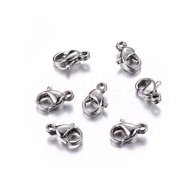 Tarnish Resistant 304 Stainless Steel Lobster Claw Clasps X-STAS-R050-9x5mm-1