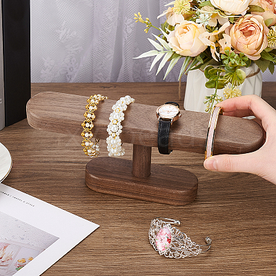 Wood T Bar Bracelet Display Stands ODIS-WH0061-39-1