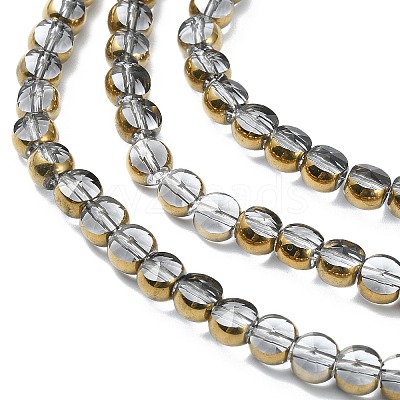 Half Plated Electroplate Transparent Glass Beads Strands X-EGLA-E060-02A-HP05-1