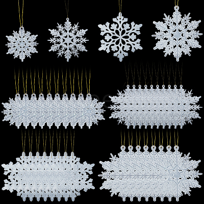 36Pcs Snowflake Plastic Pendant Decorations DIY-CP0013-33A-1