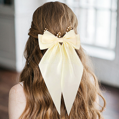 Cloth Big Bowknot Hair Barrettes AJEW-CP0008-41B-02-1