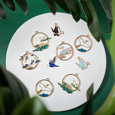 32Pcs 8 Style Alloy Enamel Pendants FIND-SC0002-19-1
