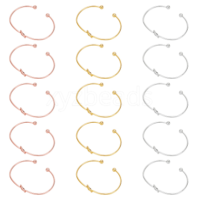 15Pcs 3 Colors Alloy Hollow Heart Open Cuff Bangles Set for Women BJEW-AN0001-57-1