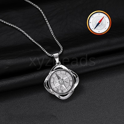 Rotatable Alloy Pendant 316 Surgical Stainless Steel Chain Necklaces for Men FS-WG50373-08-1