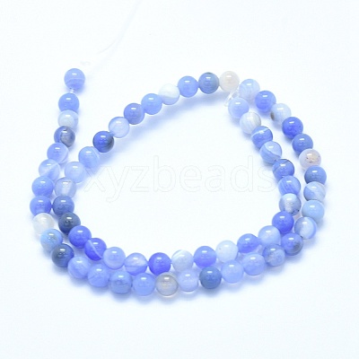 Natural Blue Chalcedony Beads Strands G-G765-30-6mm-1
