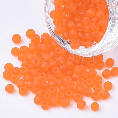 6/0 Frosted Round Glass Seed Beads X-SEED-A008-4mm-M9-1