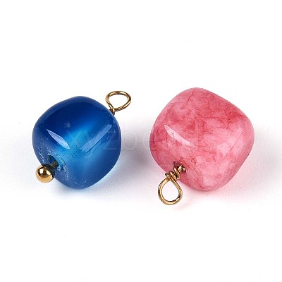 Natural Dyed Agate Cube Charms STAS-N110-19G-1