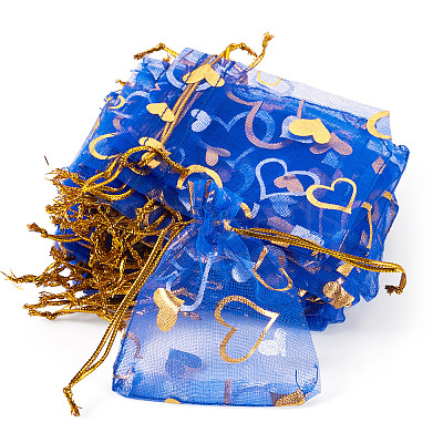 50Pcs Heart Printed Organza Bags OP-TADJ0001-01J-1
