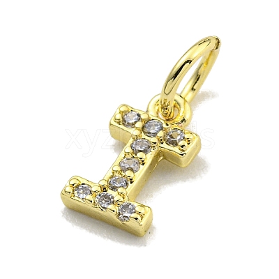 Letter Brass Micro Pave Clear Cubic Zirconia Pendants KK-K354-06G-I-1
