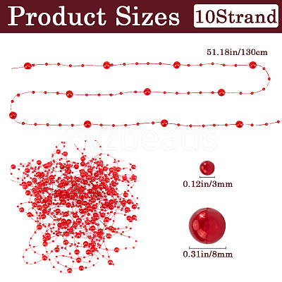 10 Strands Acrylic Imitation Pearl Beaded Trim Garland Strand OCOR-GF0001-45-02-1