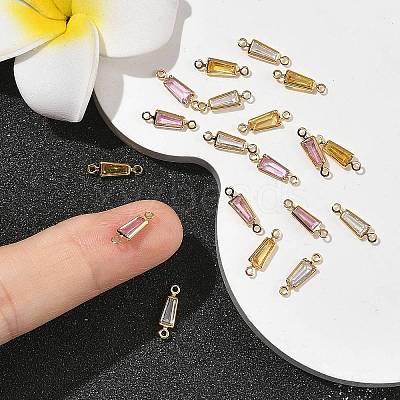 SHEGRACE Brass Pave Cubic Zirconia Trapezoid Connector Charms XGRQ2O349-444G-1