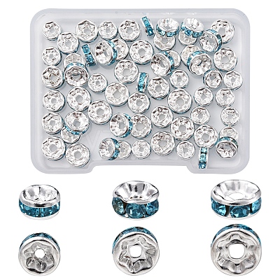60Pcs 3 Style Brass Rhinestone Spacer Beads RB-FS0001-04-1
