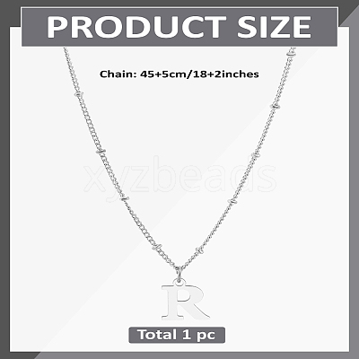 1Pc Brass Chain & 304 Stainless Steel Letter Pendant Necklaces NJEW-LP0001-35R-P-1
