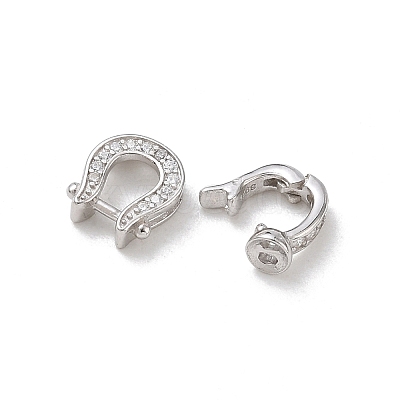 925 Sterling Silver Micro Pave Clear Cubic Zirconia Fold Over Clasps SE-CBAF1B0-07P-1