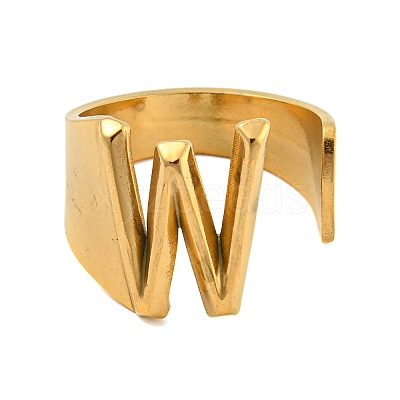 PVD Vacuum Plating 201 Stainless Steel Cuff Rings RJEW-Z032-01G-W-1