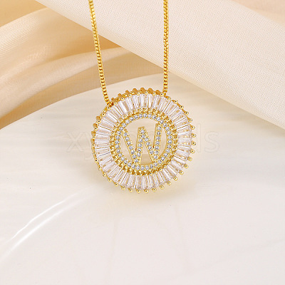 Brass Pave Clear Cubic Zirconia Ring with Letter Pendant Box Chain Necklaces FS-WG44D8C-23-1