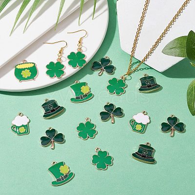 35Pcs 7 Styles Saint Patrick's Day Alloy Enamel Pendants ENAM-CJ0005-45-1