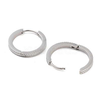 Tarnish Resistant 304 Stainless Steel Textured Huggie Hoop Earrings for Women EJEW-C096-35C-1