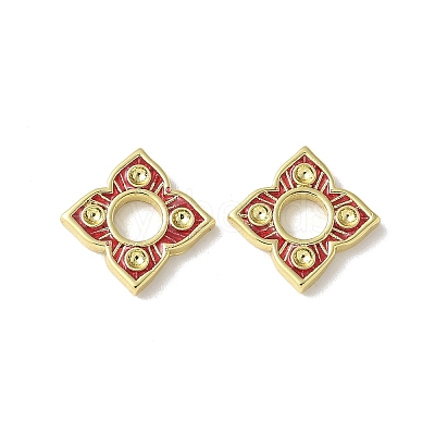 Flower Brass Enamel Beads KK-P290-11G-03-1