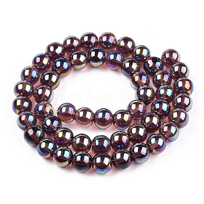 Electroplate Transparent Glass Beads Strands GLAA-T032-T8mm-AB19-1