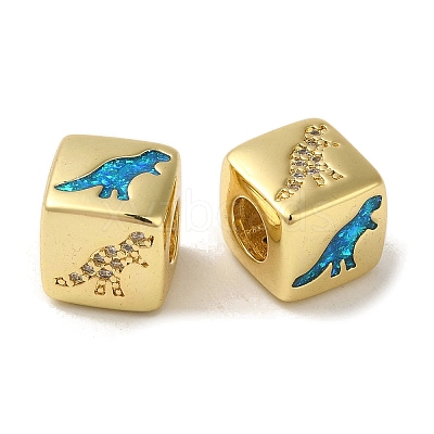 Rack Plating Brass Micro Pave Cubic Zirconia Beads KK-P268-01G-10-1