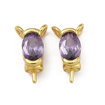Brass Pave Single Cubic Zirconia Peg Bails Pin Charms KK-D226-01G-04-1