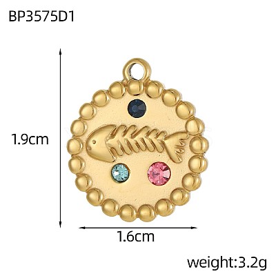 304 Stainless Steel Pendants STAS-OY003-52G-1