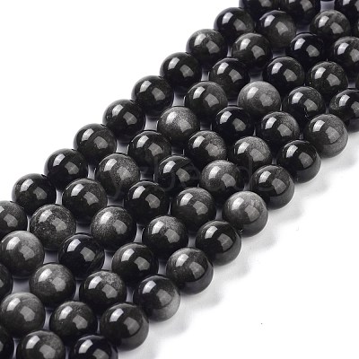 Natural Silver Obsidian Beads Strands X-G-D083-01A-1