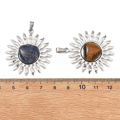 Natural Mixed Gemstone Pendants PALLOY-JF06018-01-1