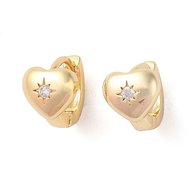 Brass with Clear Cubic Zirconia Hoop Earring EJEW-Q385-03G-1
