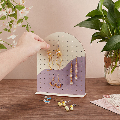 Detachable Arch-shaped Wood Earring Organizer Display Stands EDIS-WH0042-01A-1