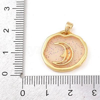 Transparent Epoxy Resin Brass Pendants KK-B163-01G-05-1