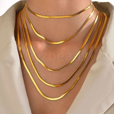 304 Stainless Steel Snake Chain Necklaces for Women WG80FEF-02-1