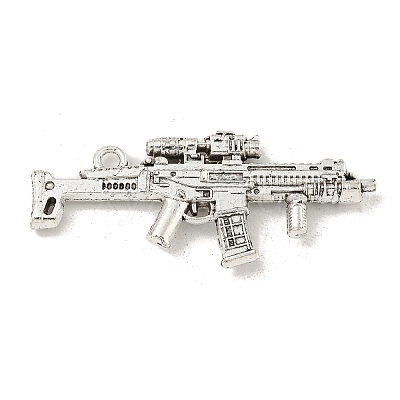 Tibetan Style Alloy Submachine Gun Pendants TIBEP-Q043-144-RS-1