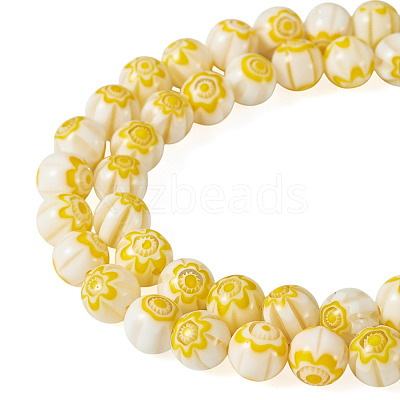 1Strand Round Millefiori Glass Beads Strands LK-TADJ0001-01A-1