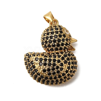 Rack Plating Brass Micro Pave Cubic Zirconia Pendants ZIRC-F142-01G-04-1