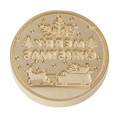 Merry Christmas Series Wax Seal Brass Stamp Head AJEW-M037-01G-01-1
