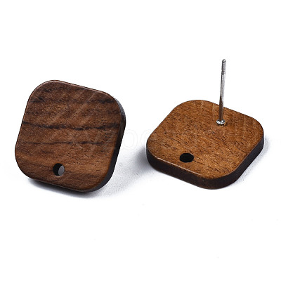 Walnut Wood Stud Earring Findings MAK-N032-019-1