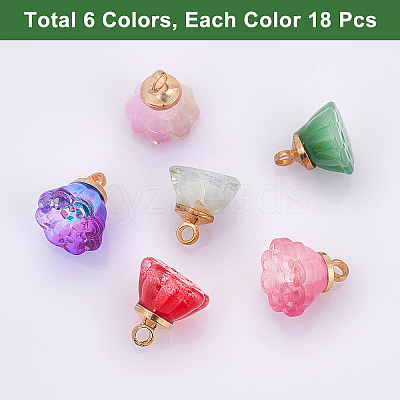 108Pcs 6 Styles Imitation Jade & Transparent Spray Painted Glass Charms GLAA-CA0001-39-1